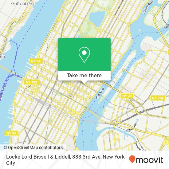Mapa de Locke Lord Bissell & Liddell, 883 3rd Ave