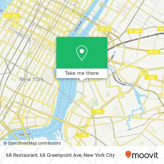 Mapa de 68 Restaurant, 68 Greenpoint Ave