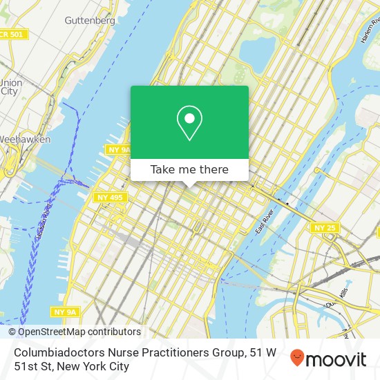 Columbiadoctors Nurse Practitioners Group, 51 W 51st St map