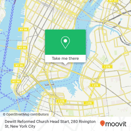 Mapa de Dewitt Reformed Church Head Start, 280 Rivington St