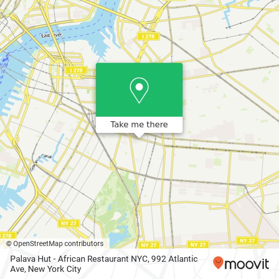 Mapa de Palava Hut - African Restaurant NYC, 992 Atlantic Ave