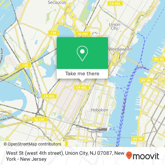 Mapa de West St (west 4th street), Union City, NJ 07087