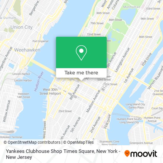 How to get to Yankees Clubhouse Shop Times Square in Manhattan by Bus,  Subway or Train?