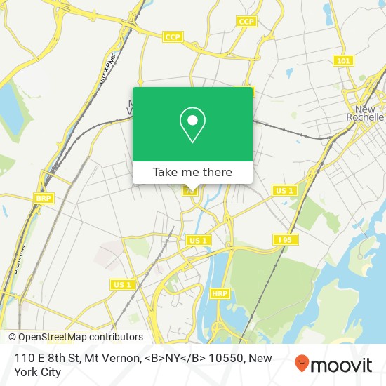 Mapa de 110 E 8th St, Mt Vernon, <B>NY< / B> 10550