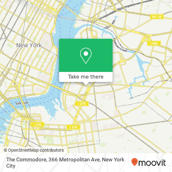 The Commodore, 366 Metropolitan Ave map