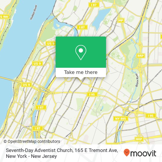 Mapa de Seventh-Day Adventist Church, 165 E Tremont Ave