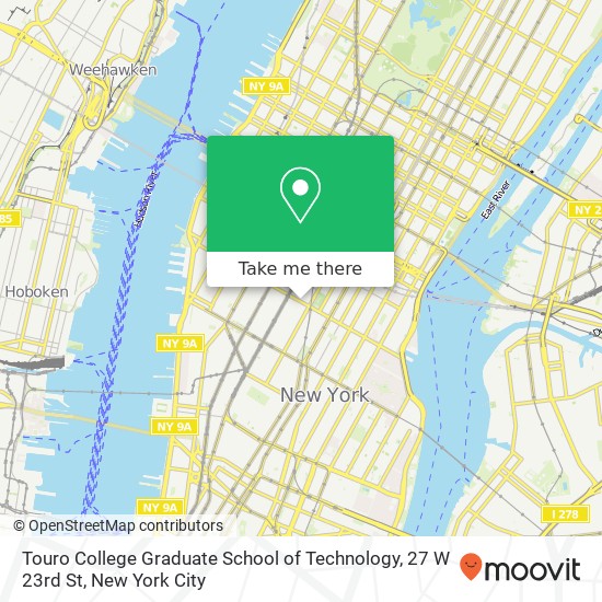 Mapa de Touro College Graduate School of Technology, 27 W 23rd St