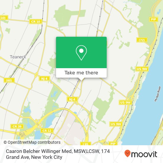 Mapa de Caaron Belcher Willinger Med, MSW,LCSW, 174 Grand Ave