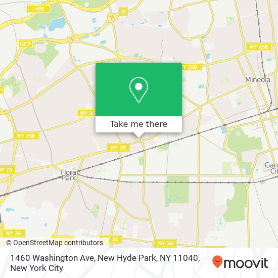 Mapa de 1460 Washington Ave, New Hyde Park, NY 11040