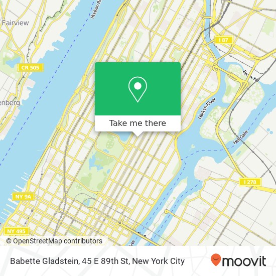 Mapa de Babette Gladstein, 45 E 89th St
