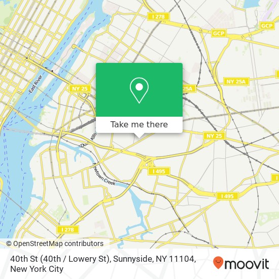 Mapa de 40th St (40th / Lowery St), Sunnyside, NY 11104