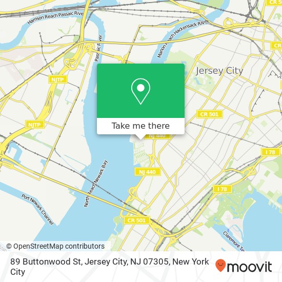 Mapa de 89 Buttonwood St, Jersey City, NJ 07305