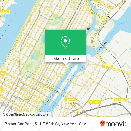 Mapa de Bryant Car Park, 511 E 80th St
