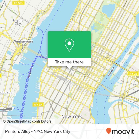 Mapa de Printers Alley - NYC