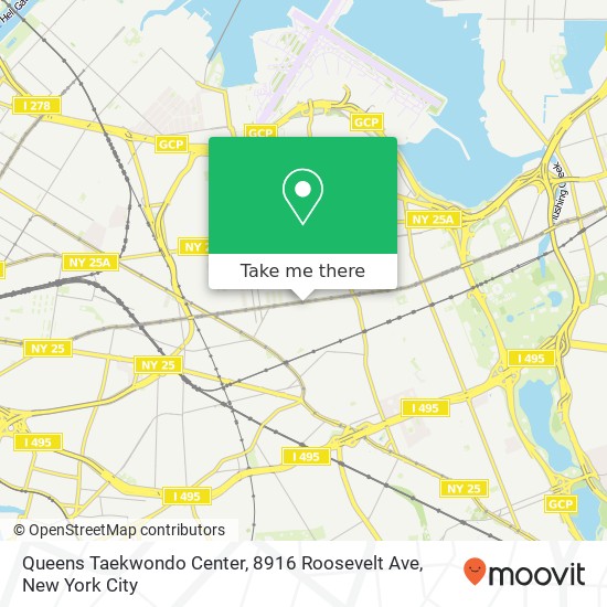 Mapa de Queens Taekwondo Center, 8916 Roosevelt Ave