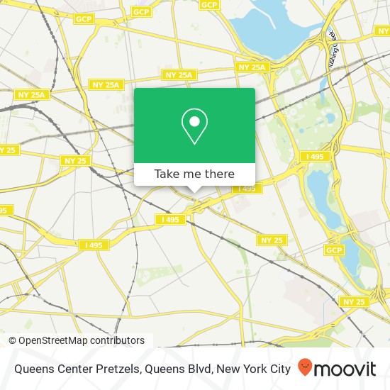 Mapa de Queens Center Pretzels, Queens Blvd