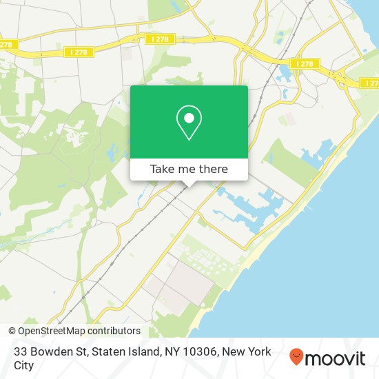 Mapa de 33 Bowden St, Staten Island, NY 10306
