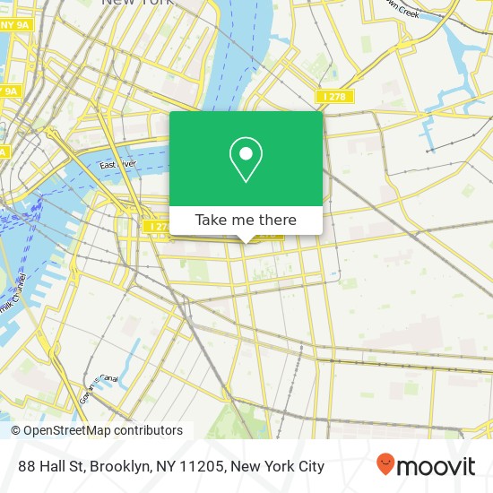 Mapa de 88 Hall St, Brooklyn, NY 11205