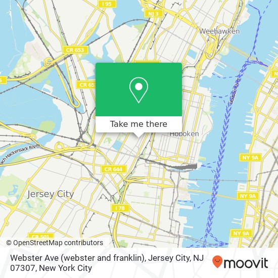 Mapa de Webster Ave (webster and franklin), Jersey City, NJ 07307