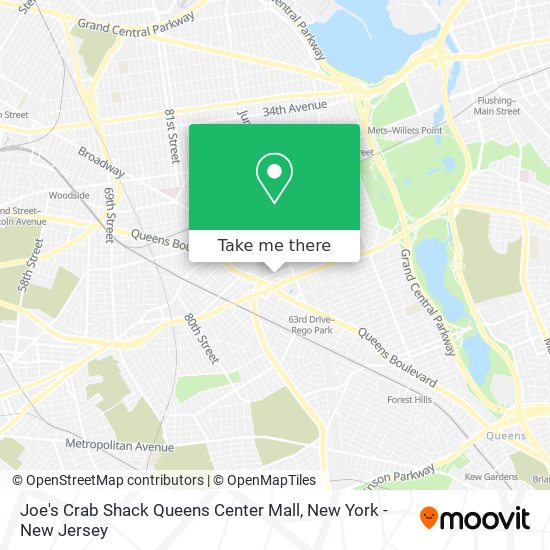 Mapa de Joe's Crab Shack Queens Center Mall