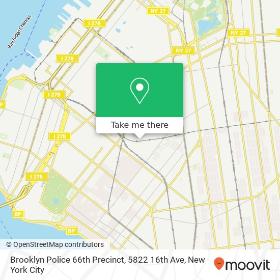 Mapa de Brooklyn Police 66th Precinct, 5822 16th Ave