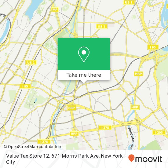 Mapa de Value Tax Store 12, 671 Morris Park Ave