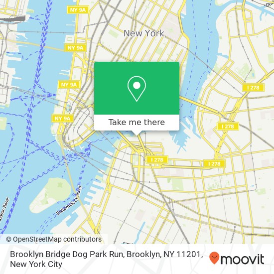Mapa de Brooklyn Bridge Dog Park Run, Brooklyn, NY 11201