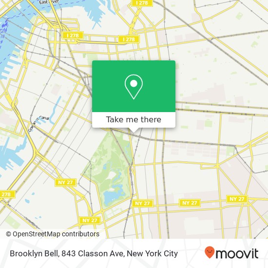 Mapa de Brooklyn Bell, 843 Classon Ave