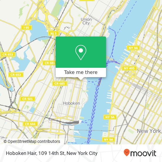 Mapa de Hoboken Hair, 109 14th St