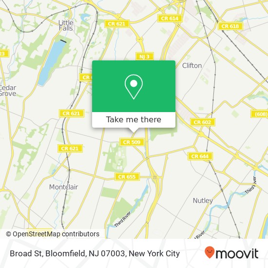 Mapa de Broad St, Bloomfield, NJ 07003