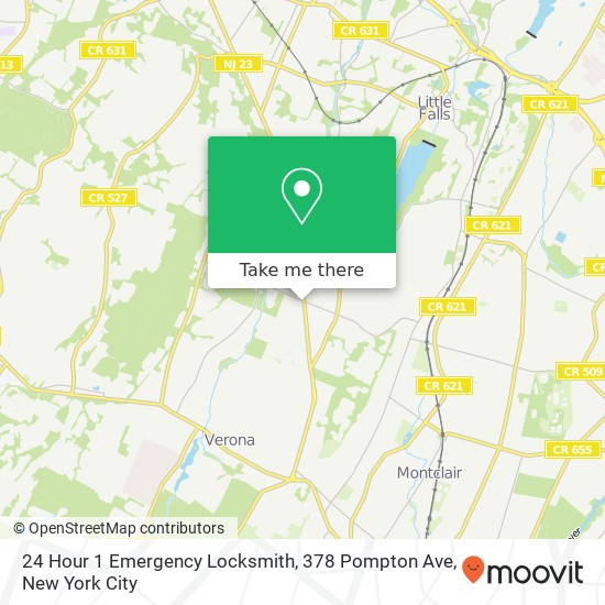 Mapa de 24 Hour 1 Emergency Locksmith, 378 Pompton Ave