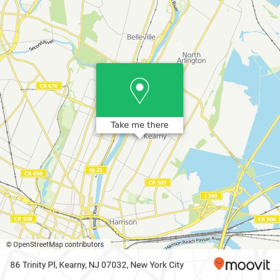 Mapa de 86 Trinity Pl, Kearny, NJ 07032