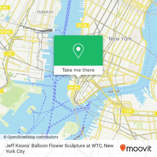 Jeff Koons' Balloon Flower Sculpture at WTC map