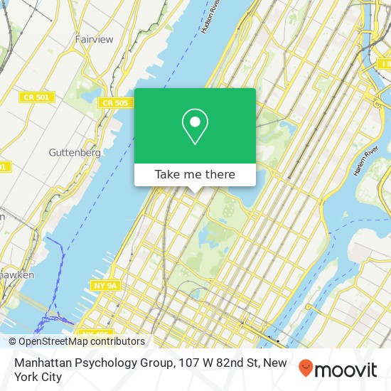 Mapa de Manhattan Psychology Group, 107 W 82nd St