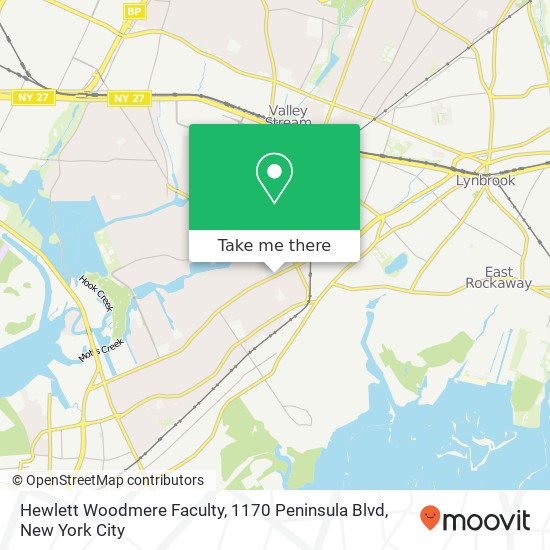 Mapa de Hewlett Woodmere Faculty, 1170 Peninsula Blvd