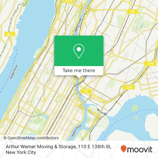 Mapa de Arthur Wemer Moving & Storage, 110 E 138th St