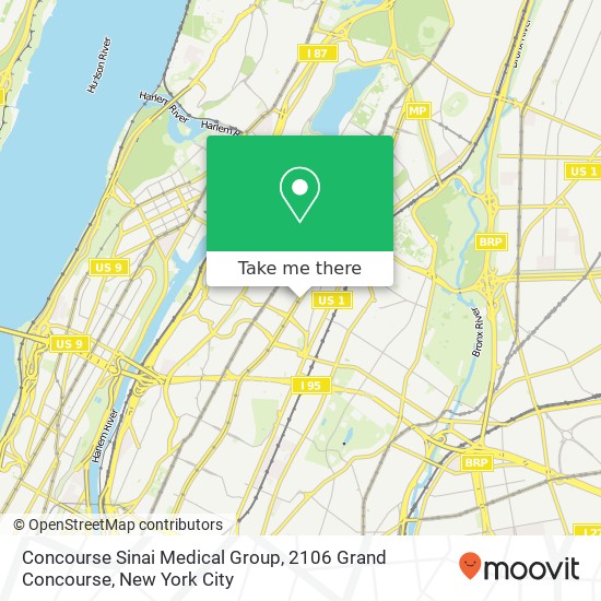 Mapa de Concourse Sinai Medical Group, 2106 Grand Concourse