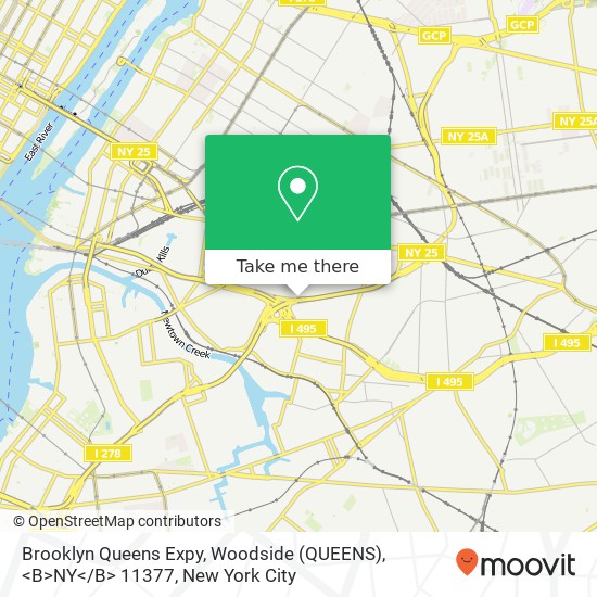 Mapa de Brooklyn Queens Expy, Woodside (QUEENS), <B>NY< / B> 11377