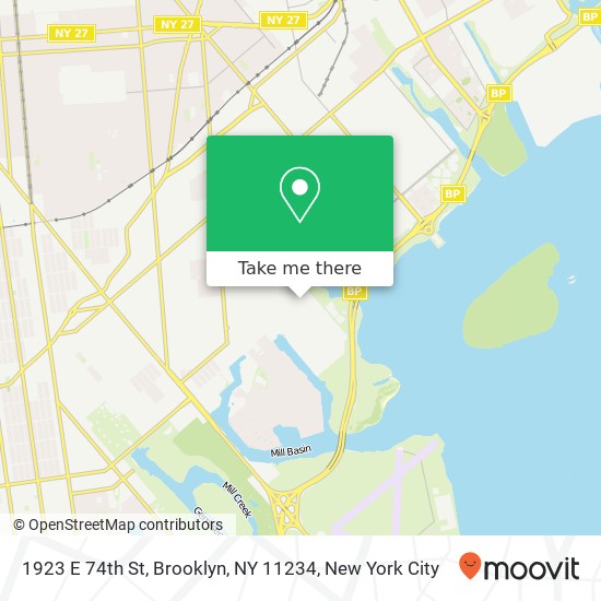 Mapa de 1923 E 74th St, Brooklyn, NY 11234