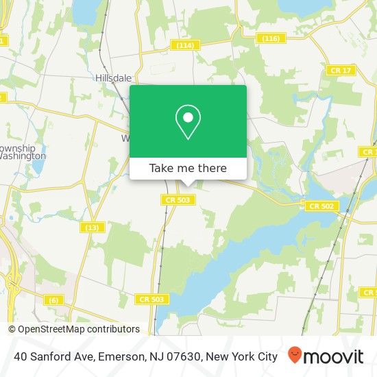 Mapa de 40 Sanford Ave, Emerson, NJ 07630