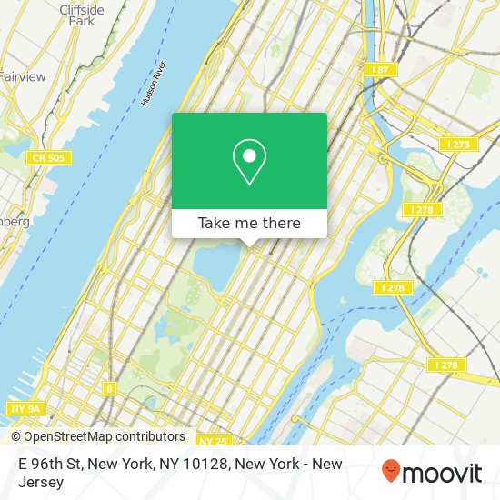 Mapa de E 96th St, New York, NY 10128