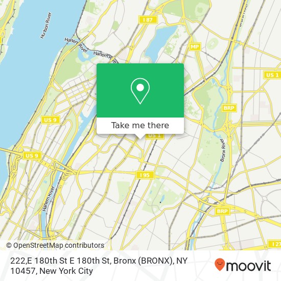 Mapa de 222,E 180th St E 180th St, Bronx (BRONX), NY 10457