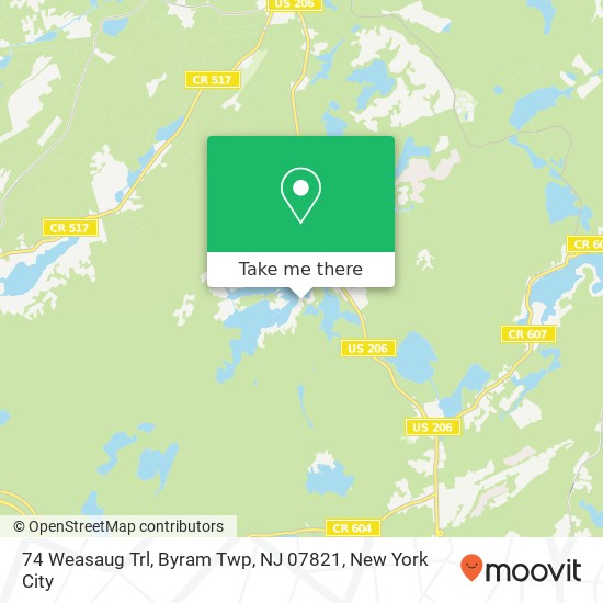 Mapa de 74 Weasaug Trl, Byram Twp, NJ 07821