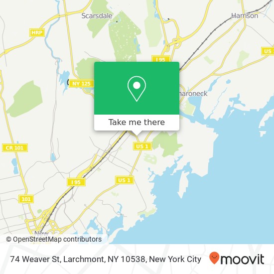 Mapa de 74 Weaver St, Larchmont, NY 10538
