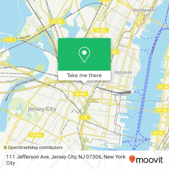 Mapa de 111 Jefferson Ave, Jersey City, NJ 07306