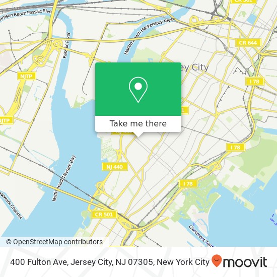 Mapa de 400 Fulton Ave, Jersey City, NJ 07305