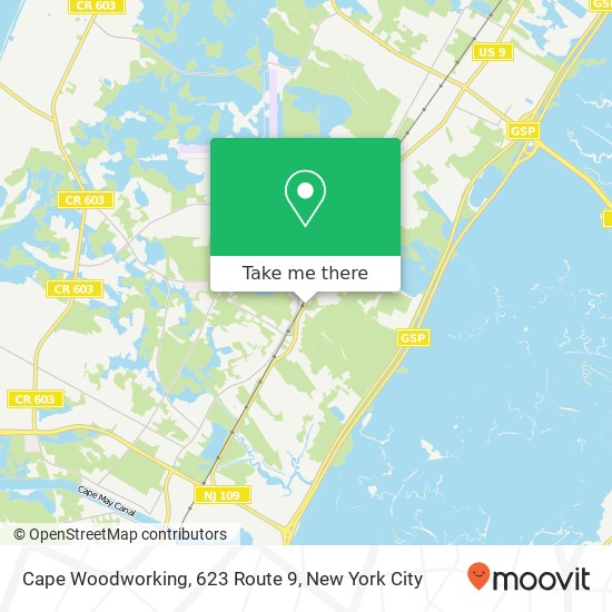Mapa de Cape Woodworking, 623 Route 9