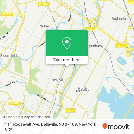 Mapa de 111 Roosevelt Ave, Belleville, NJ 07109