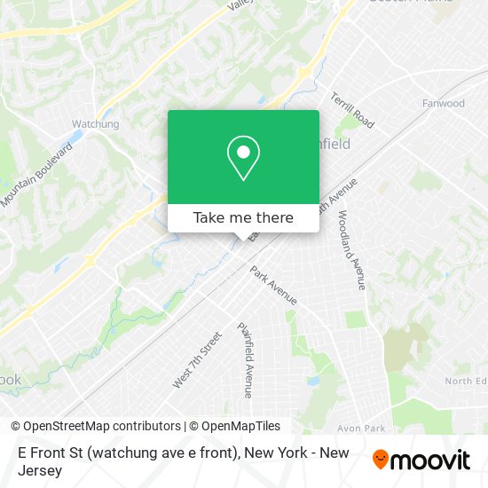 E Front St (watchung ave e front) map