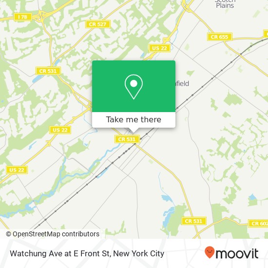 Watchung Ave at E Front St map